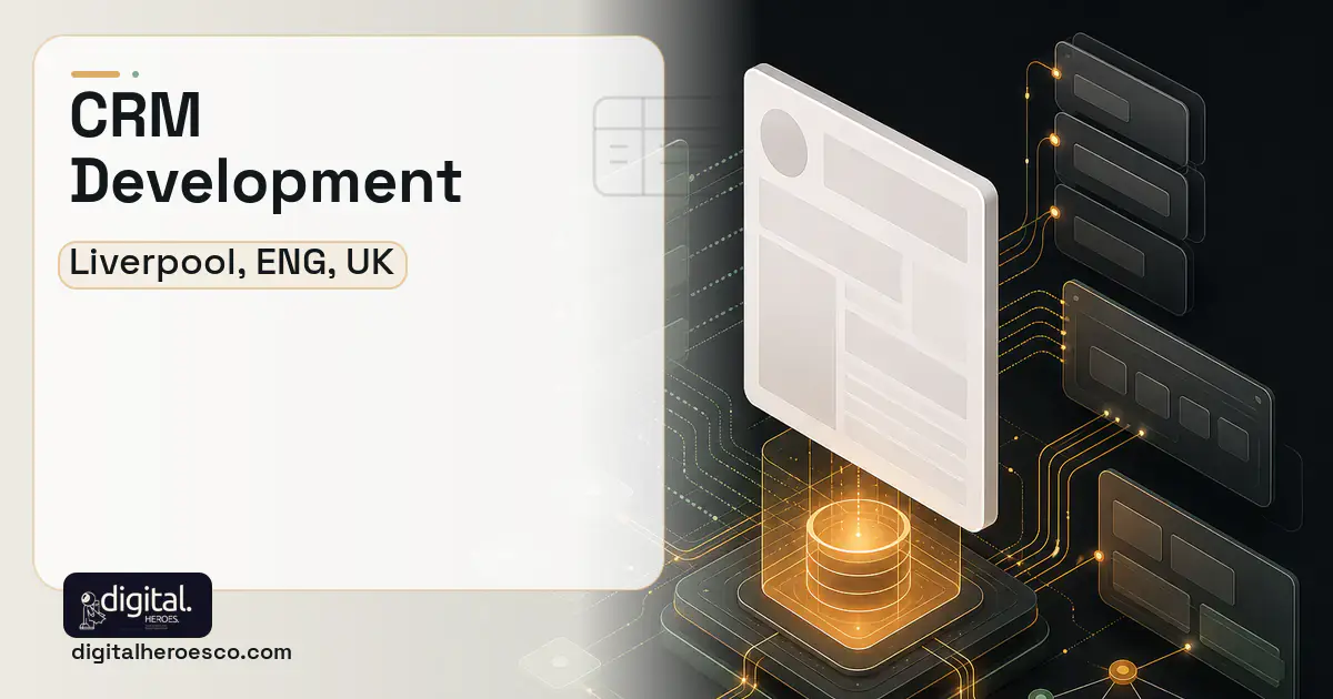 CRM Development product interface illustration for Liverpool, ENG, UK.