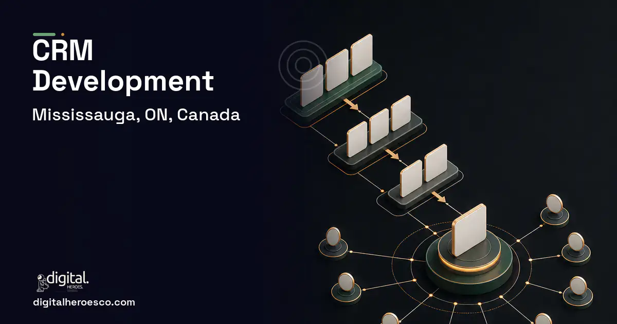 CRM Development software overview illustration for Mississauga, ON, Canada.