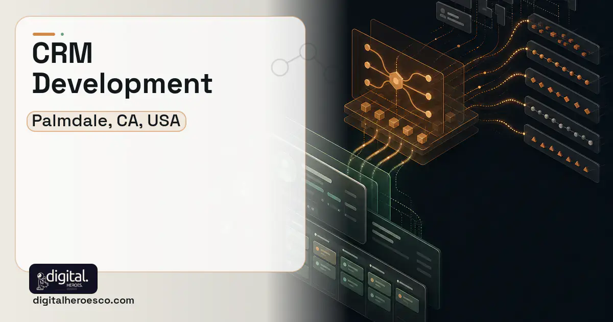 CRM Development workflow illustration for Palmdale, CA, USA.