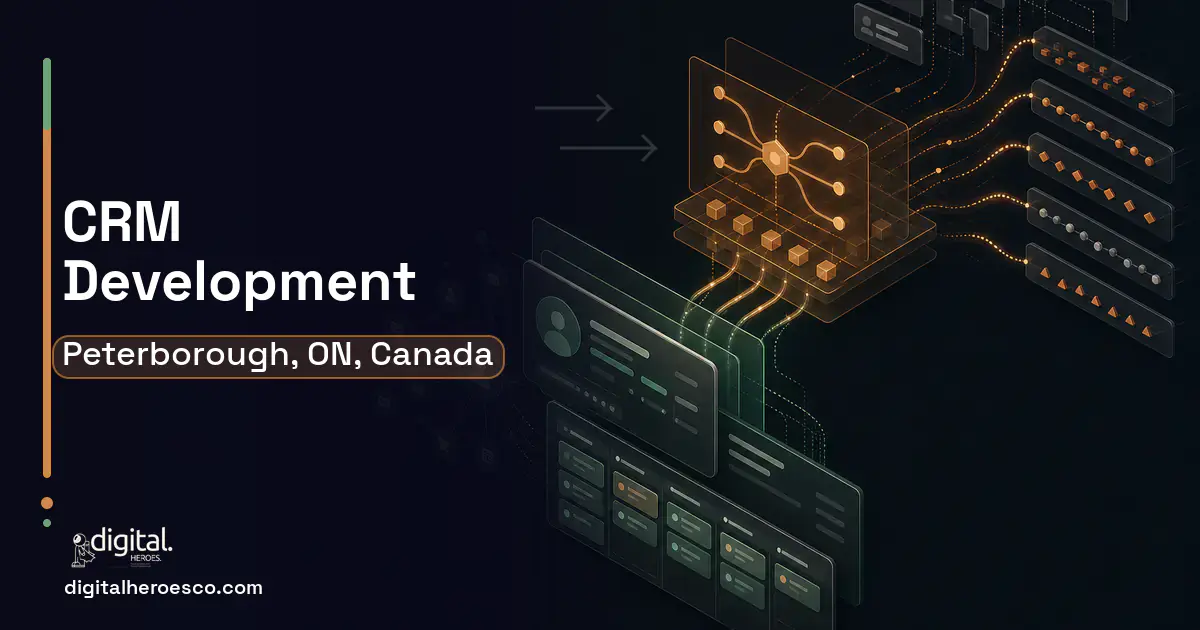 CRM Development workflow illustration for Peterborough, ON, Canada.