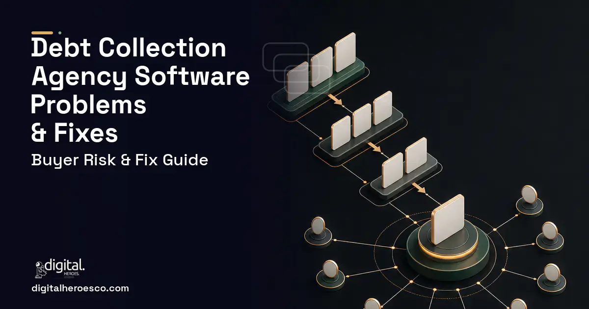 Debt Collection Agency Software software overview illustration showing common problems and fixes.