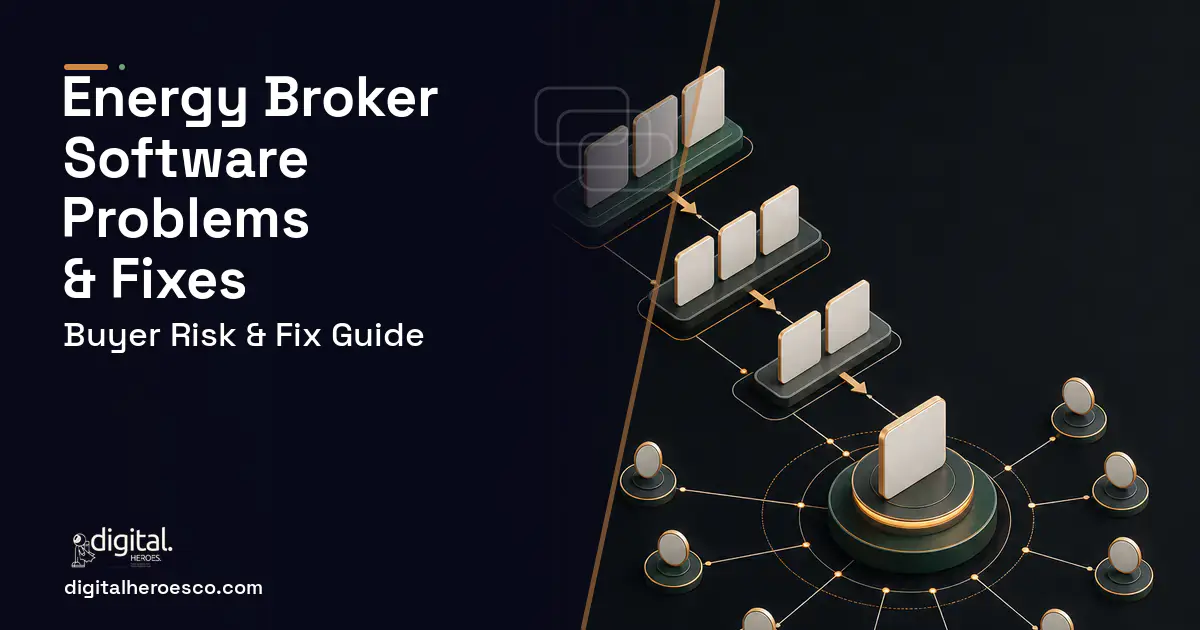 Energy Broker Software software overview illustration showing common problems and fixes.