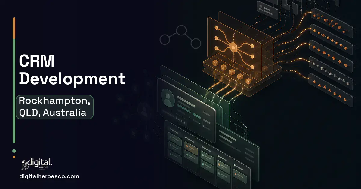 CRM Development workflow illustration for Rockhampton, QLD, Australia.