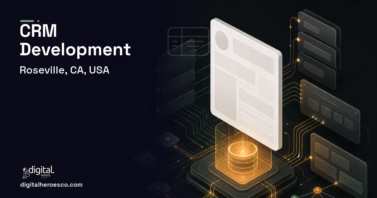 CRM Development product interface illustration for Roseville, CA, USA.