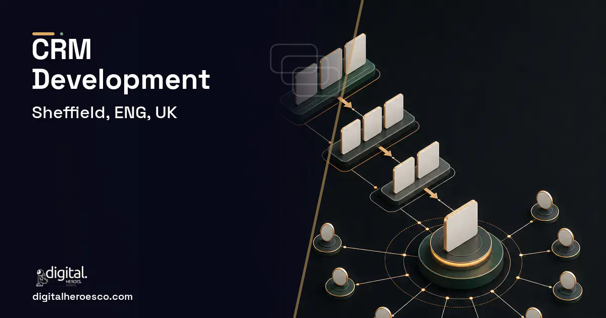 CRM Development software overview illustration for Sheffield, ENG, UK.