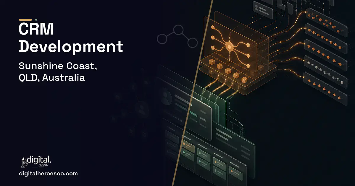 CRM Development workflow illustration for Sunshine Coast, QLD, Australia.