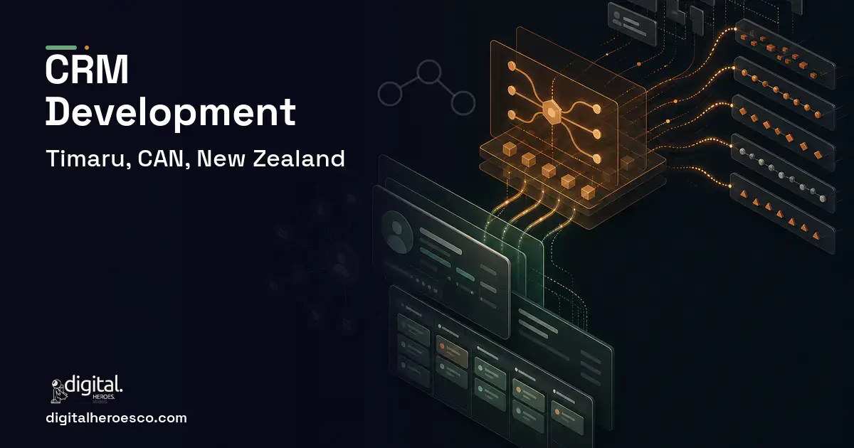 CRM Development workflow illustration for Timaru, CAN, New Zealand.