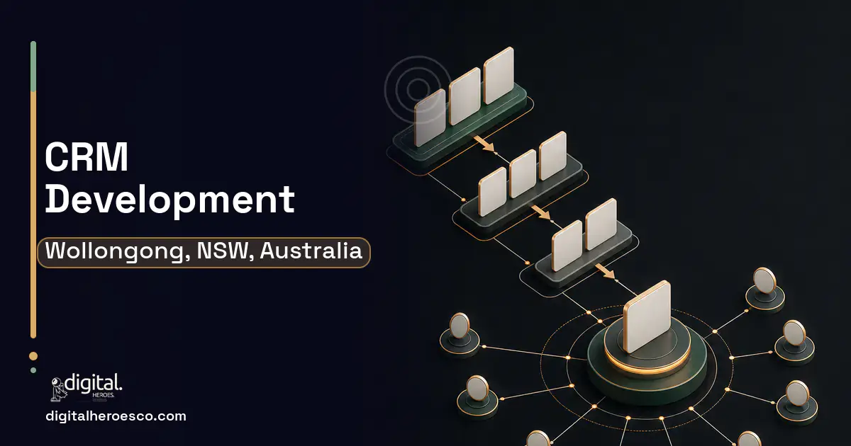 CRM Development software overview illustration for Wollongong, NSW, Australia.