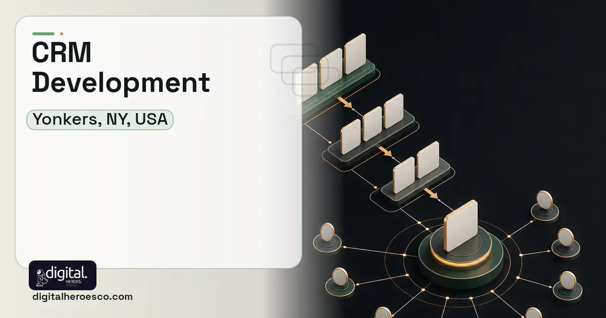 CRM Development software overview illustration for Yonkers, NY, USA.
