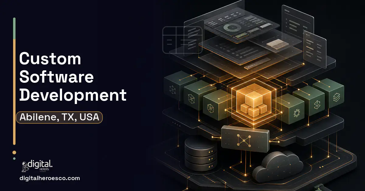 Custom Software Development product interface illustration for Abilene, TX, USA.
