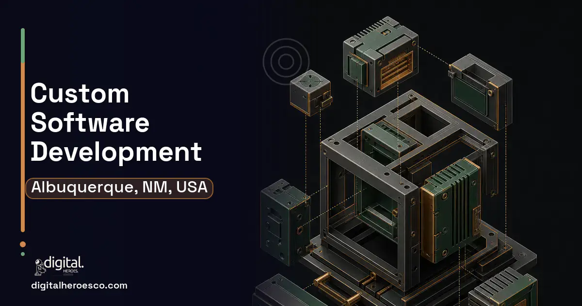 Custom Software Development software overview illustration for Albuquerque, NM, USA.