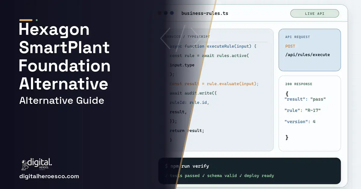 Custom Software Development code editor and API illustration for Hexagon Smartplant Foundation Alternative.