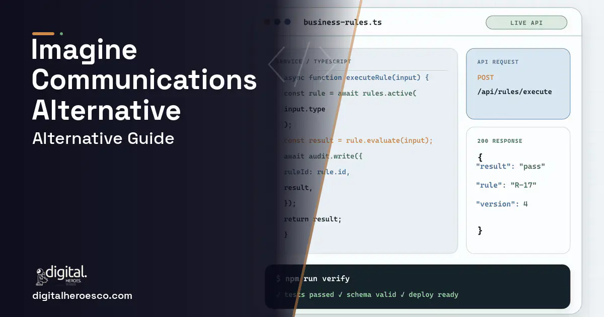 Custom Software Development code editor and API illustration for Imagine Communications Alternative.