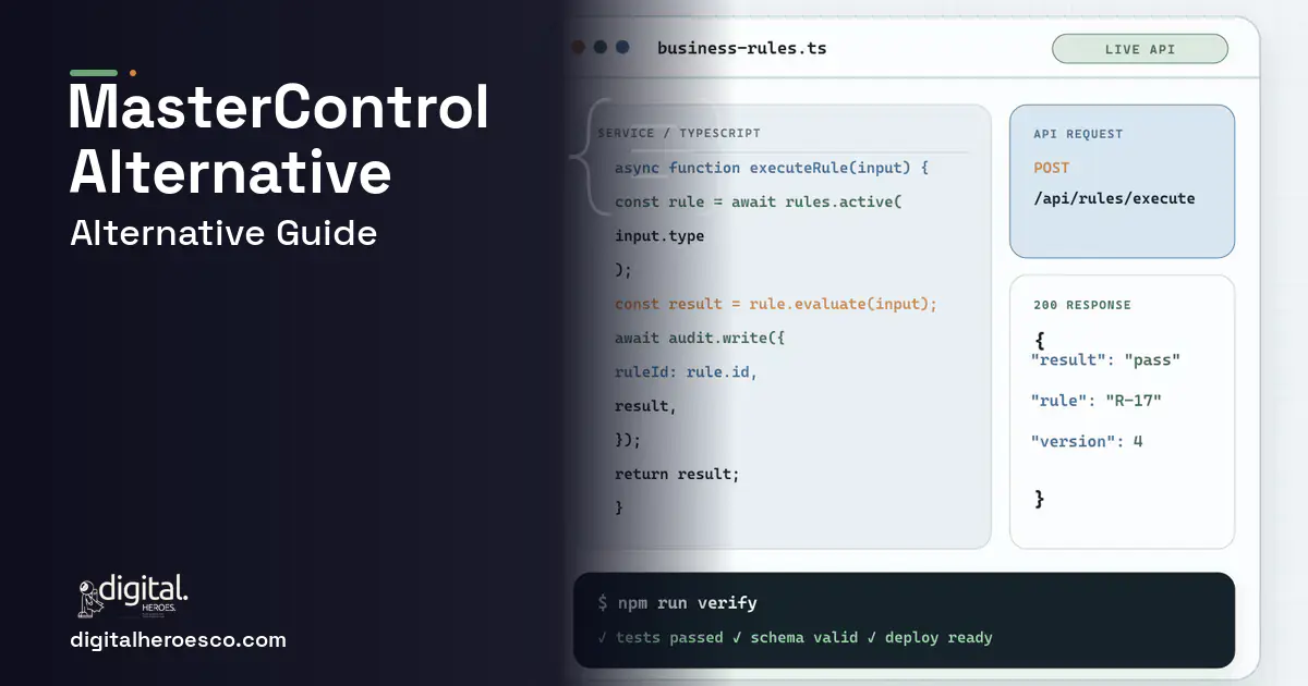 Custom Software Development code editor and API illustration for Mastercontrol Alternative.