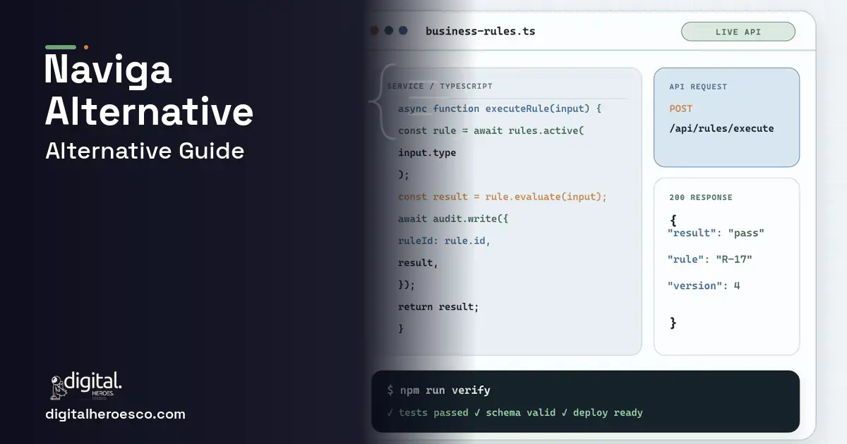 Custom Software Development code editor and API illustration for Naviga Alternative.