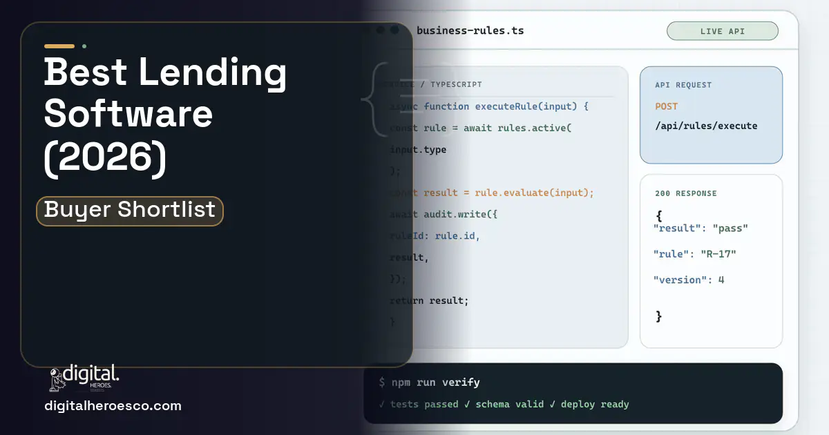 Custom Software Development code editor and API illustration for Best Lending Software for 2026.