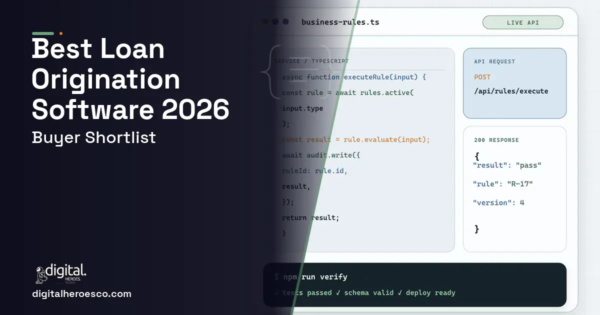 Custom Software Development code editor and API illustration for Best Loan Origination Software.