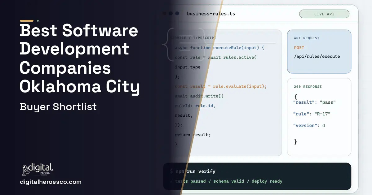 Custom Software Development code editor and API illustration for Best Software Development Companies Oklahoma City OK.