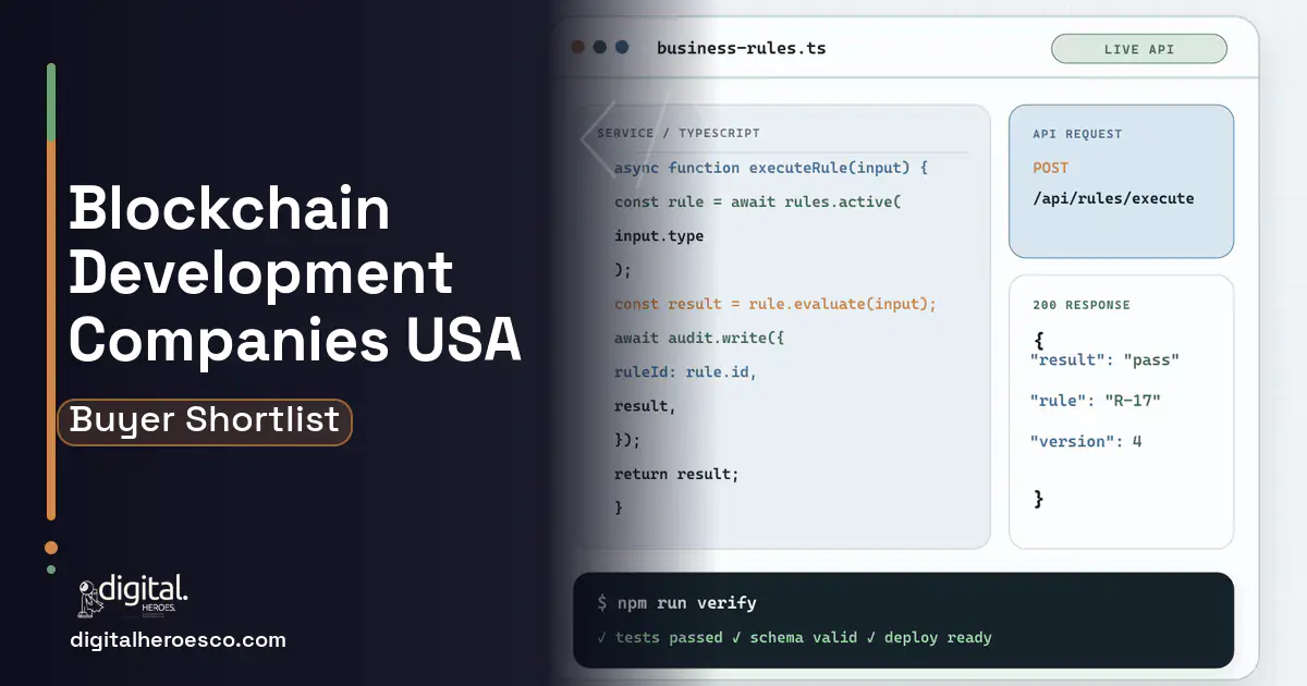 Custom Software Development code editor and API illustration for Blockchain and Web3 Development Companies in the USA.