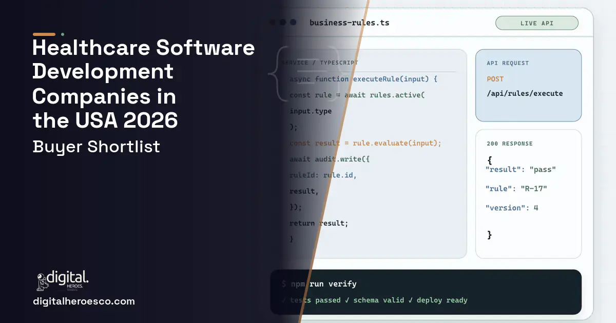 Custom Software Development code editor and API illustration for Healthcare Software Development Companies in the USA.