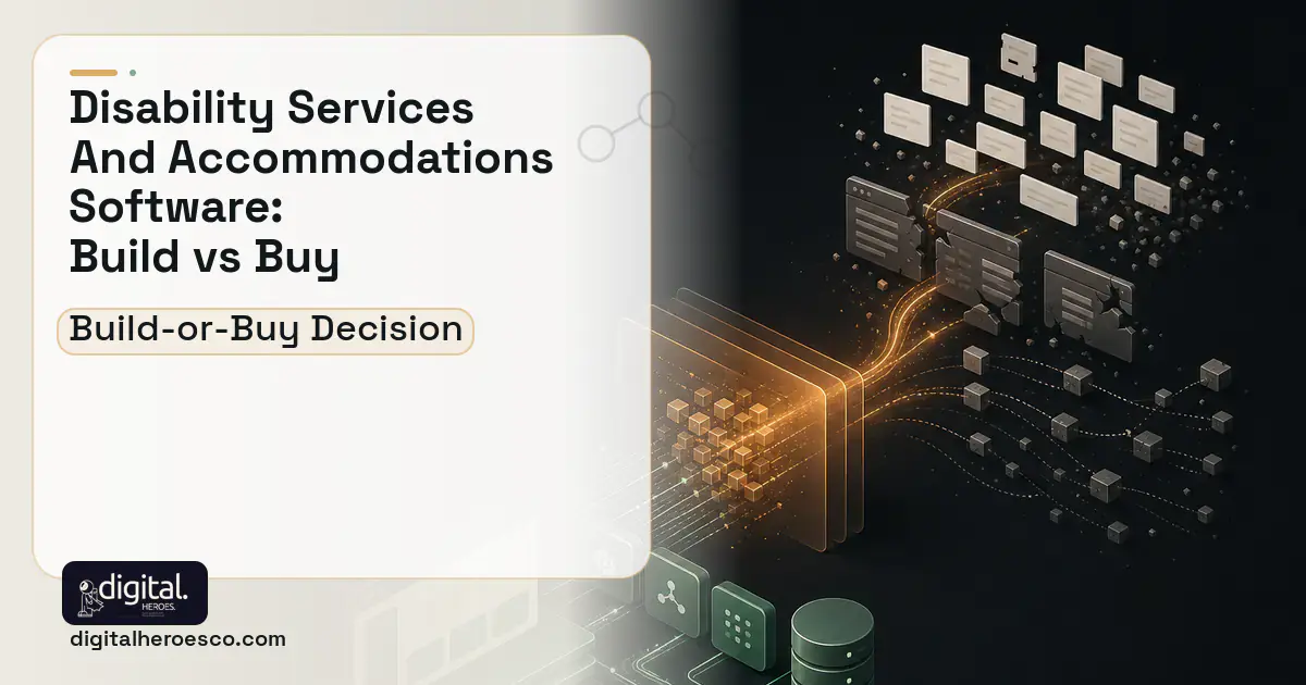 Custom software workflow illustration for Disability Services AND Accommodations Software Build vs Buy Guide.