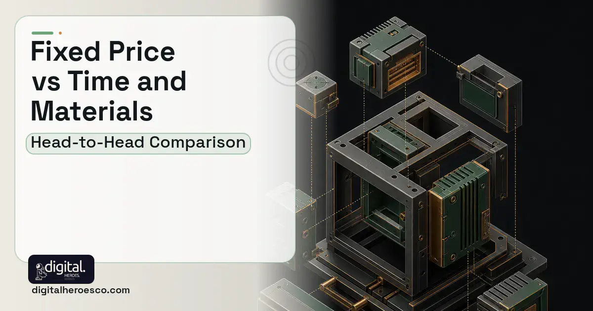 Custom Software Development software overview illustration for Fixed Price vs Time and Materials.