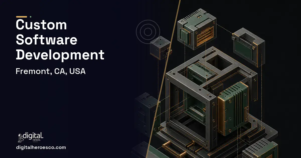 Custom Software Development software overview illustration for Fremont, CA, USA.