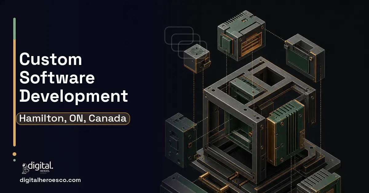 Custom Software Development software overview illustration for Hamilton, ON, Canada.