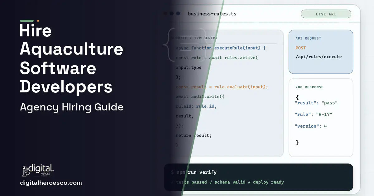 Custom Software Development code editor and API illustration for Aquaculture Software.