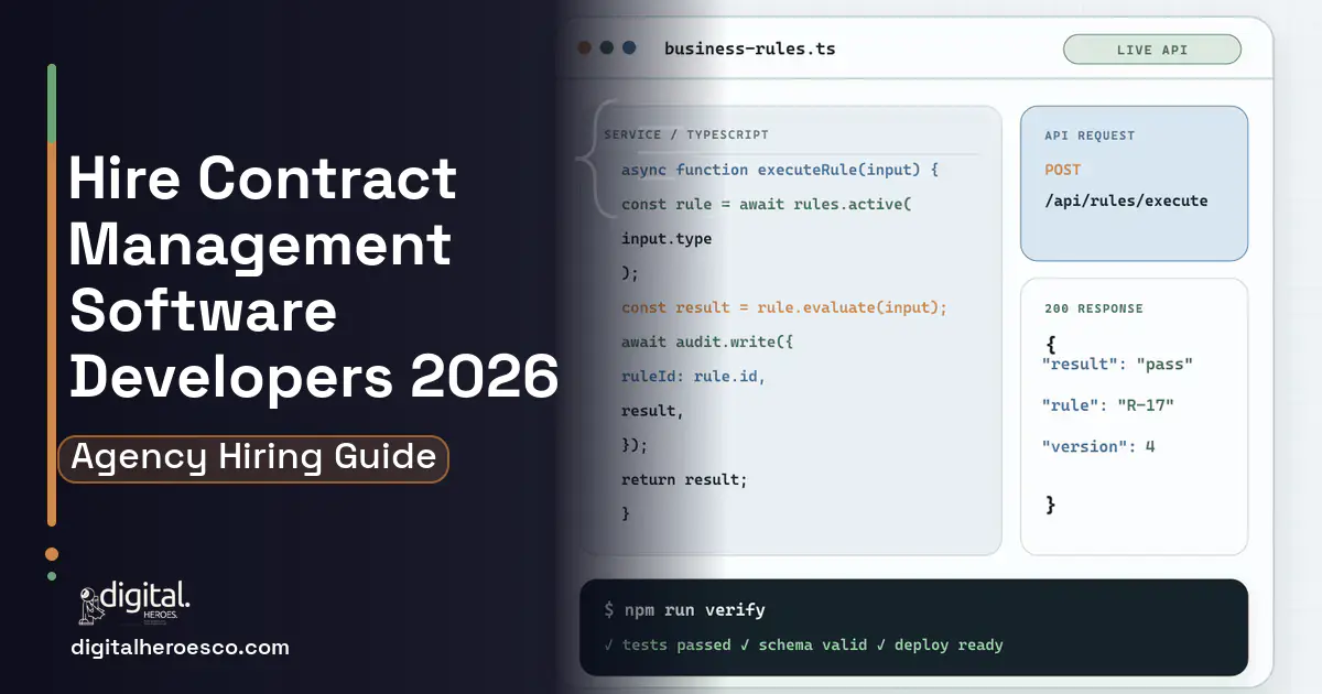Custom Software Development code editor and API illustration for Contract Management Software.