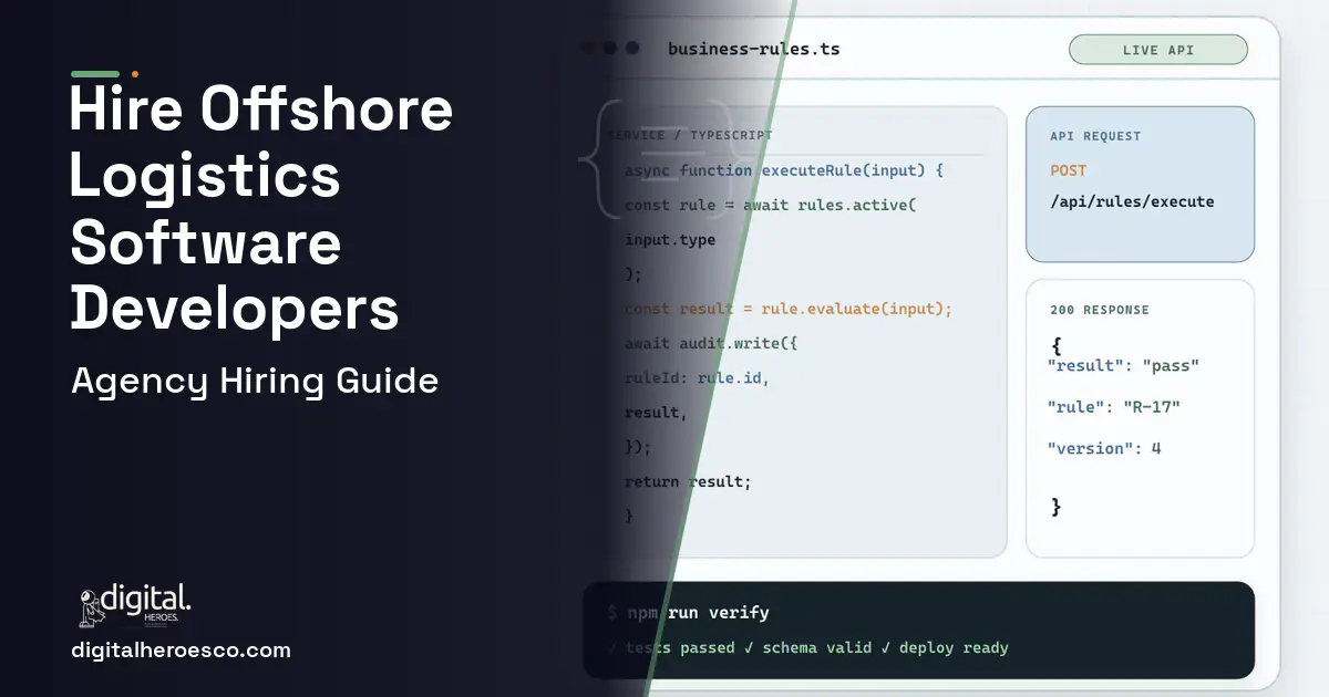 Custom Software Development code editor and API illustration for Offshore Marine Logistics Software.