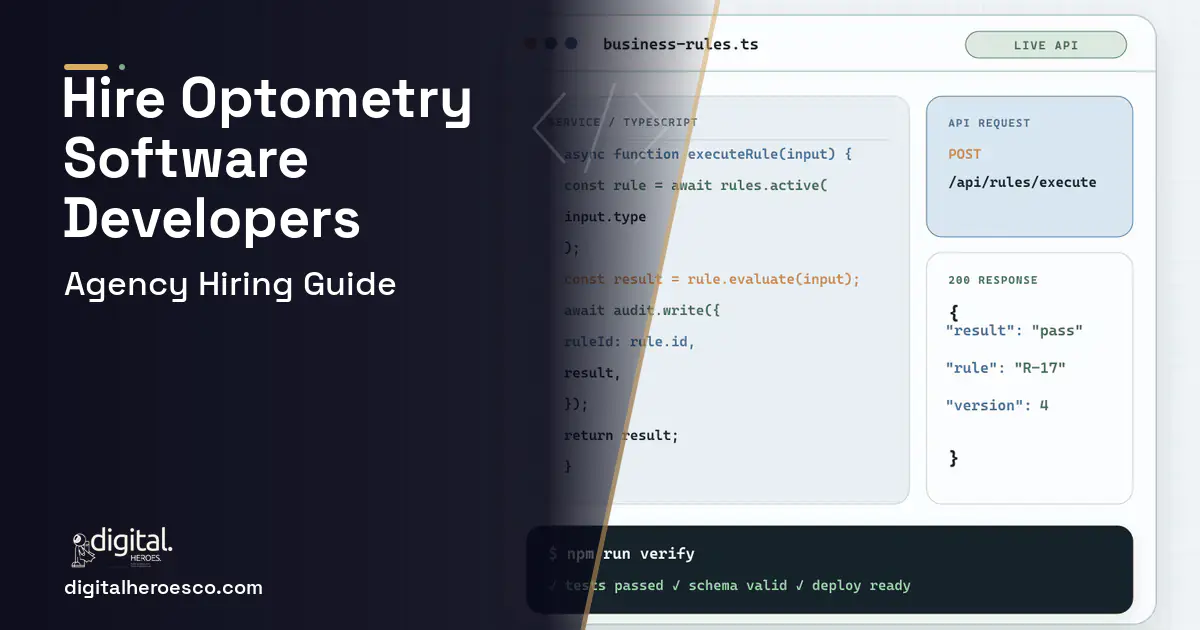 Custom Software Development code editor and API illustration for Optometry Practice Software.