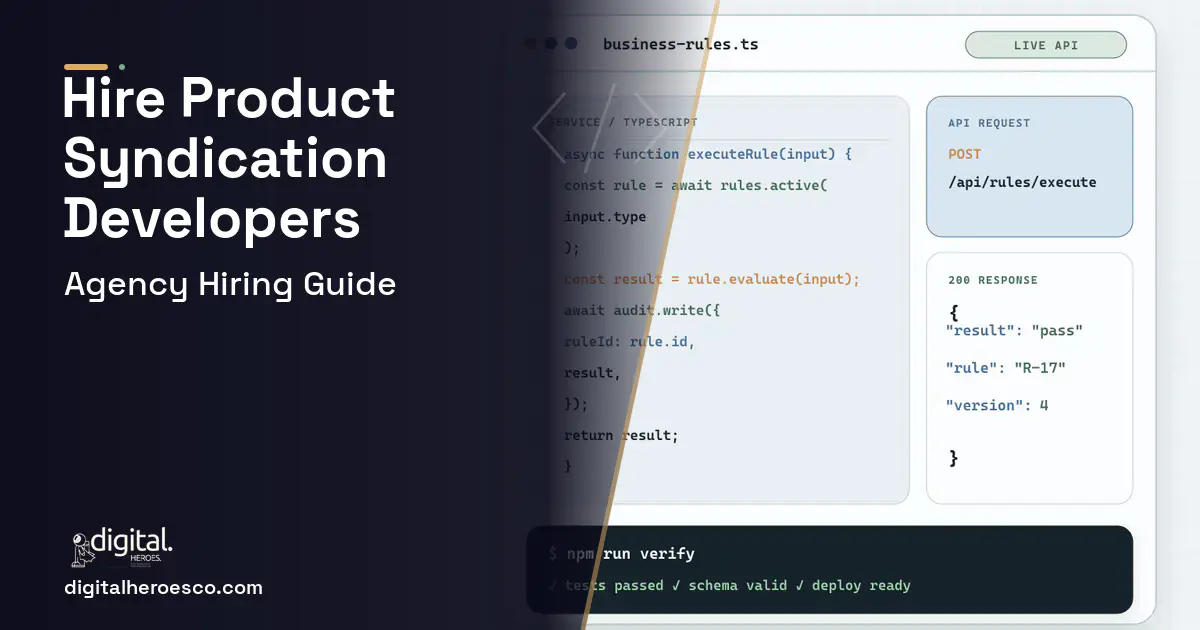 Custom Software Development code editor and API illustration for Product Content Syndication Software.