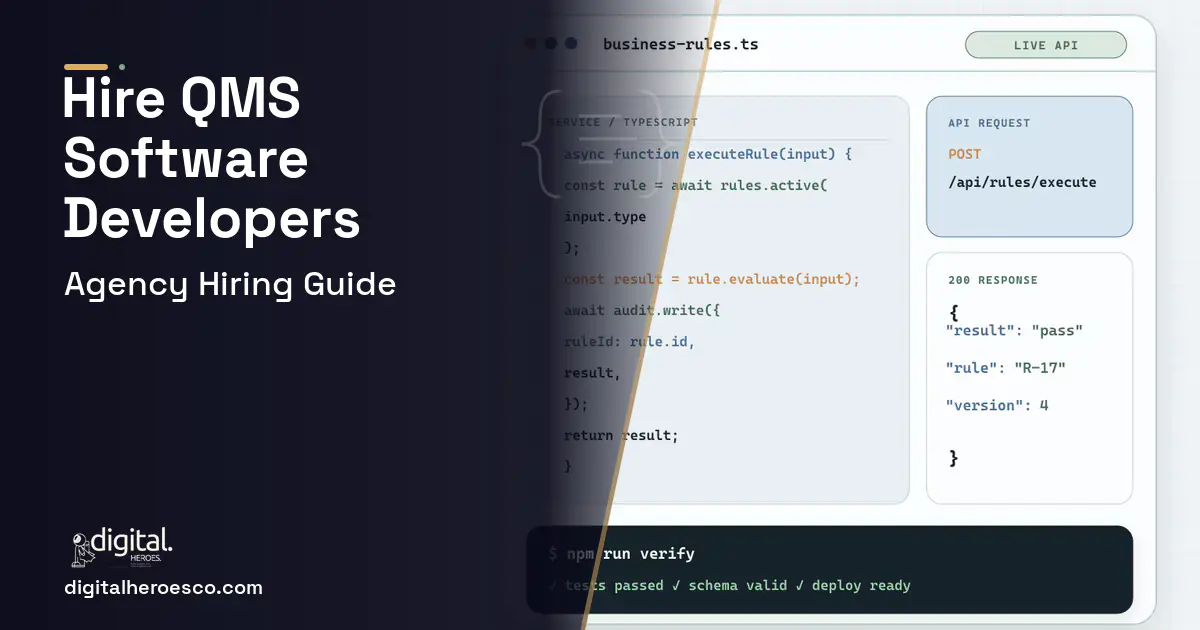 Custom Software Development code editor and API illustration for Quality Management Software QMS.