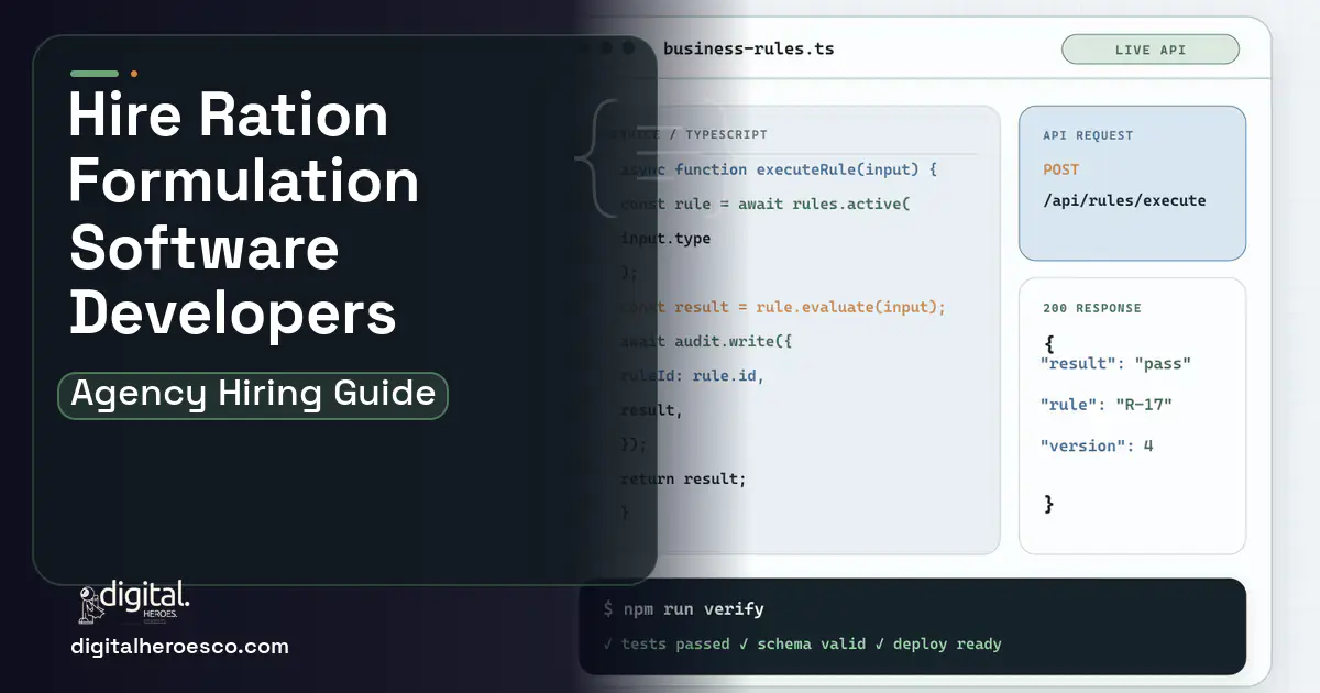 Custom Software Development code editor and API illustration for Ration Formulation Software.