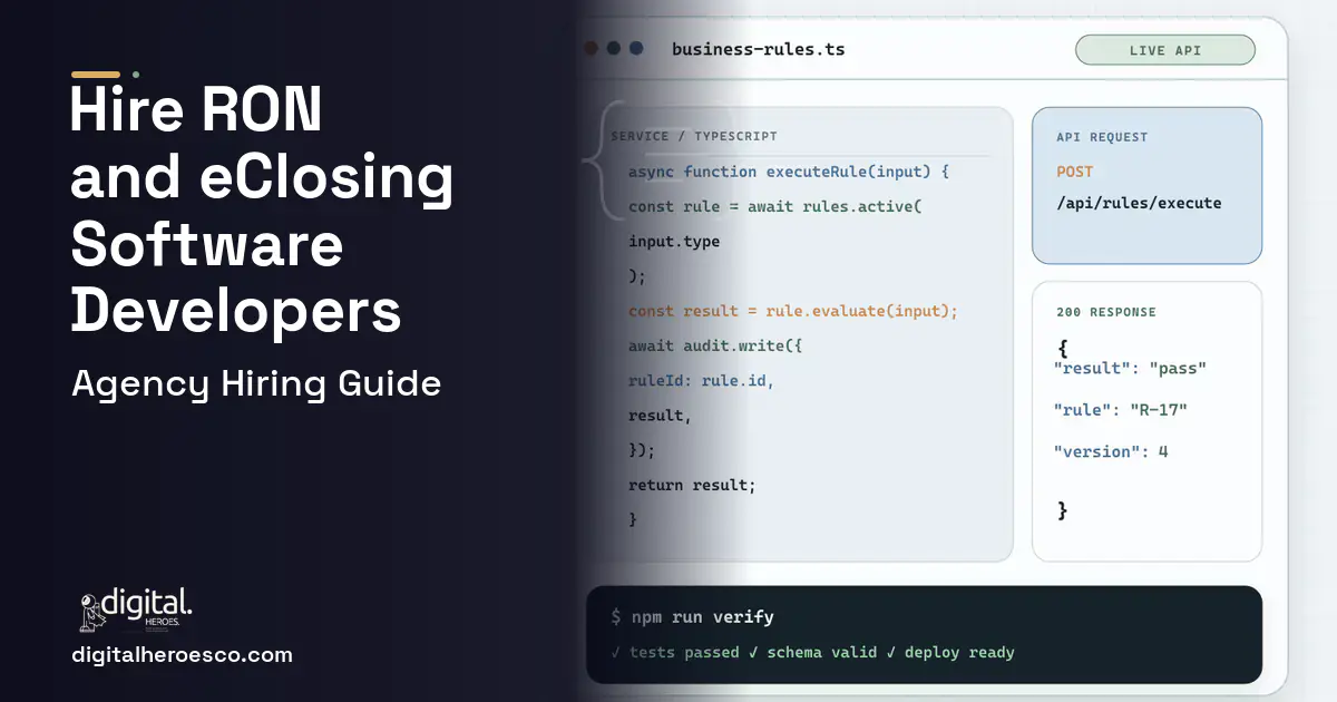 Custom Software Development code editor and API illustration for Remote Online Notarization E Closing Software.