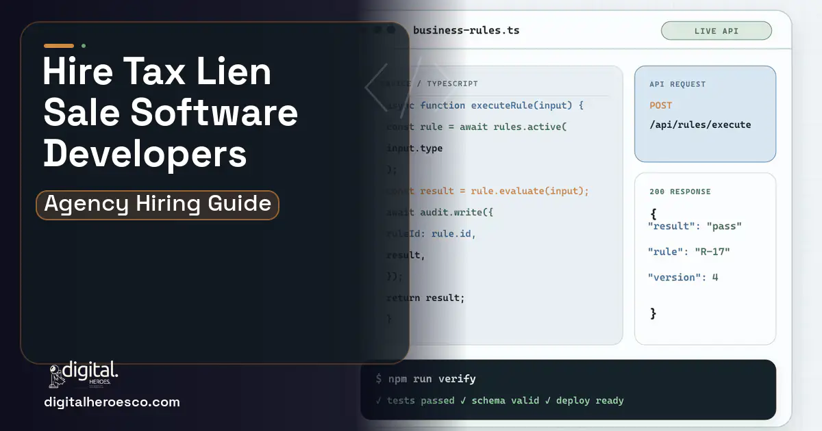 Custom Software Development code editor and API illustration for TAX Lien Sale Management Software.