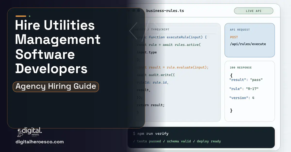 Custom Software Development code editor and API illustration for Utilities Management Software.