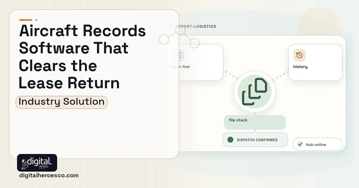 Aircraft Technical Records software visual showing file stack, scan line, and history.