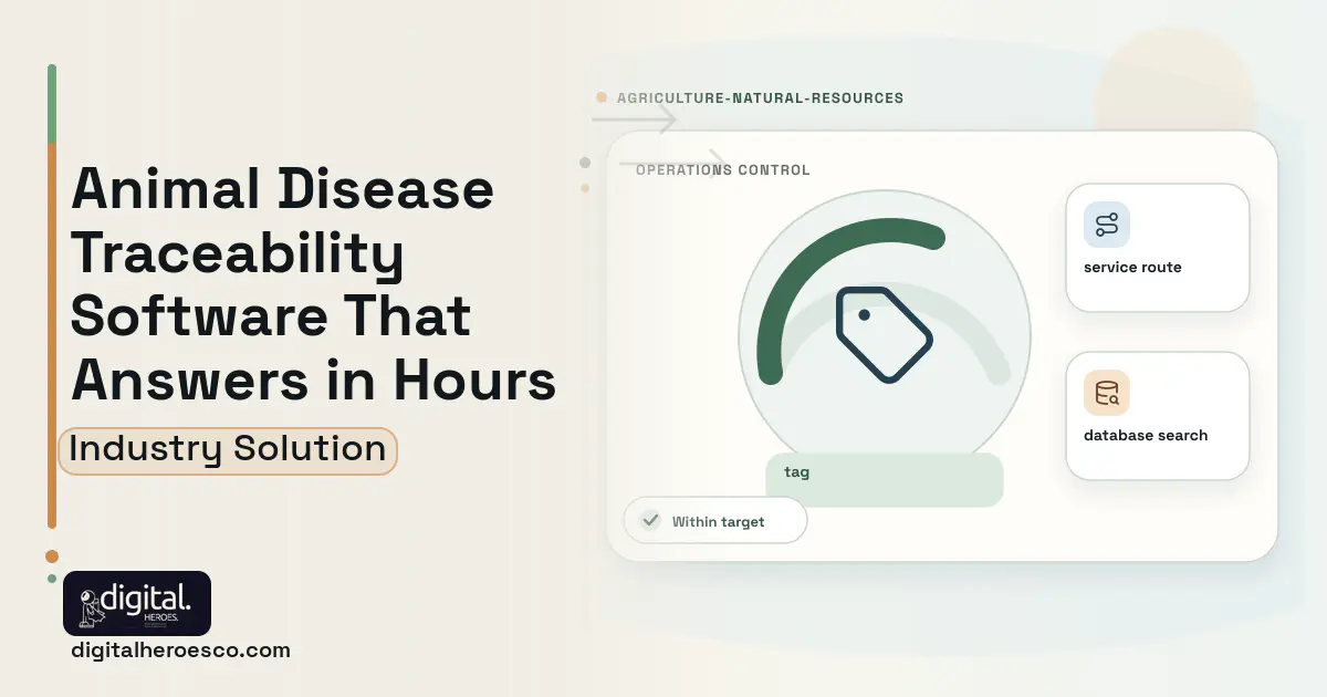 Animal Disease Traceability software visual showing tag, service route, and database search.