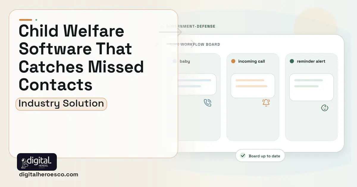 Child Welfare Case Management software visual showing baby, incoming call, and reminder alert.