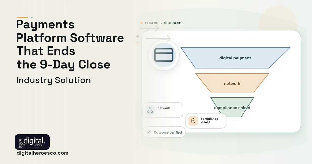 Payments Platform software visual showing digital payment, network, and compliance shield.