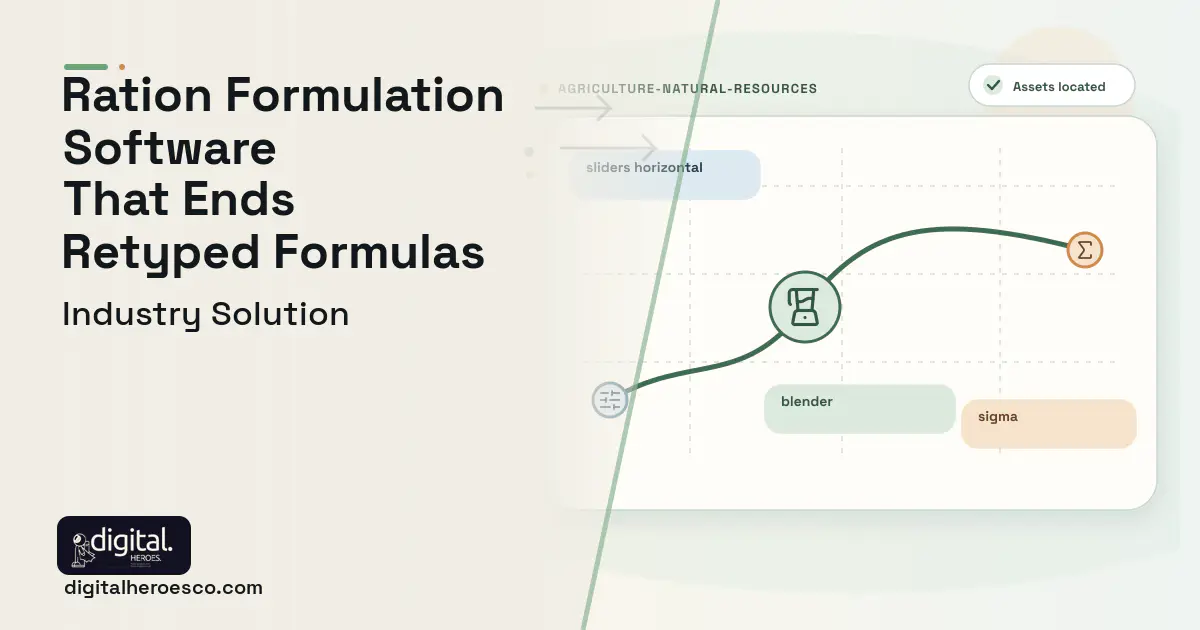Ration Formulation software visual showing blender, sliders horizontal, and sigma.