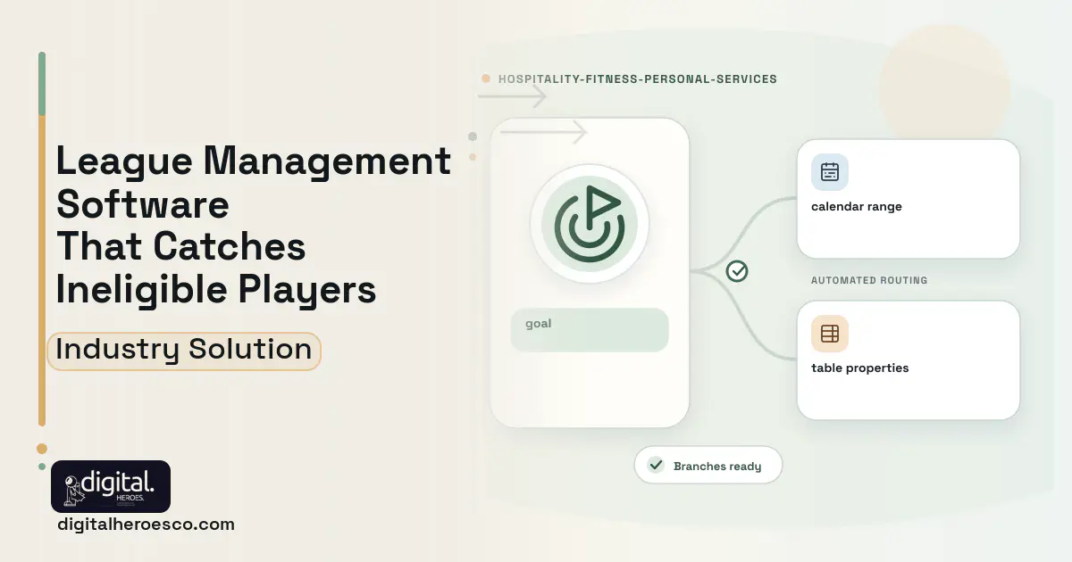 Sports League Operations software visual showing goal, calendar range, and table properties.