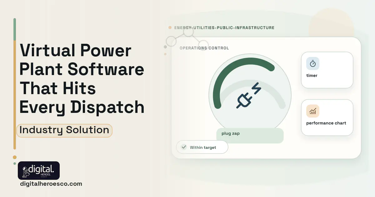 Virtual Power Plant DER Management software visual showing plug zap, timer, and performance chart.