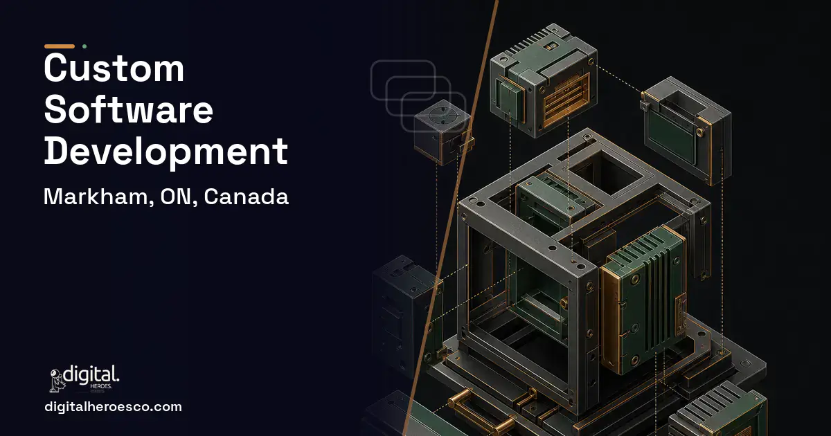 Custom Software Development software overview illustration for Markham, ON, Canada.