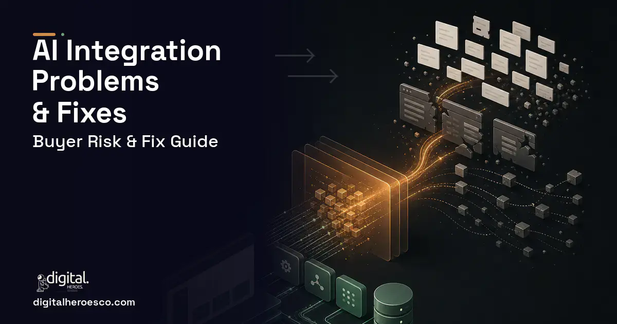 AI Integration workflow illustration showing common problems and fixes.
