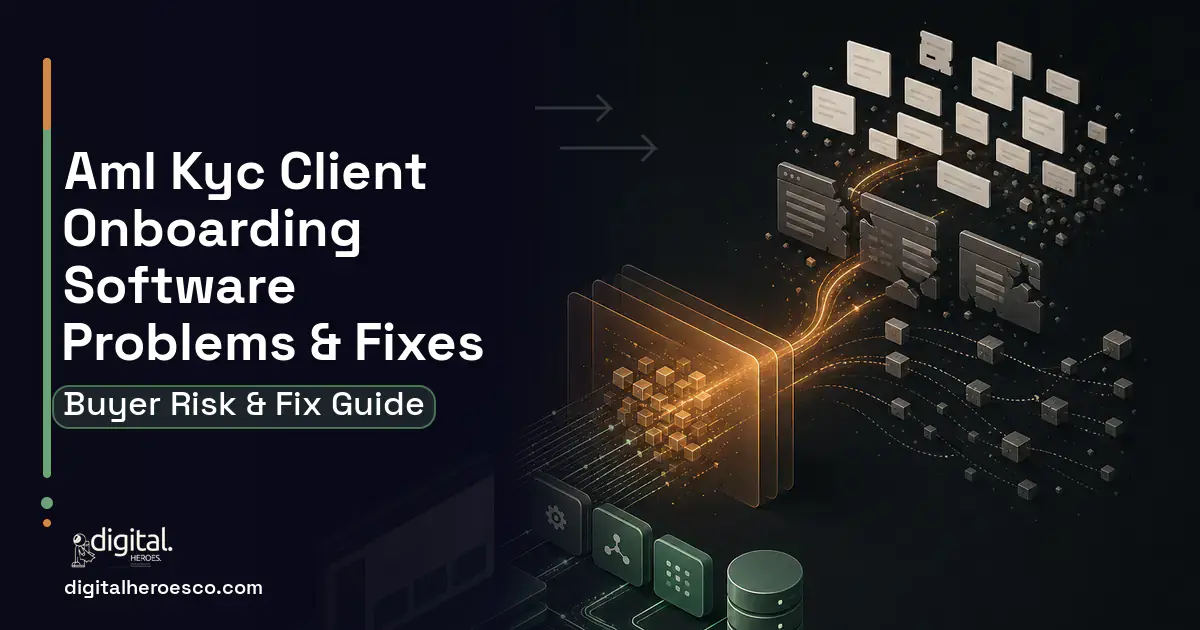 AML KYC Client Onboarding Software workflow illustration showing common problems and fixes.
