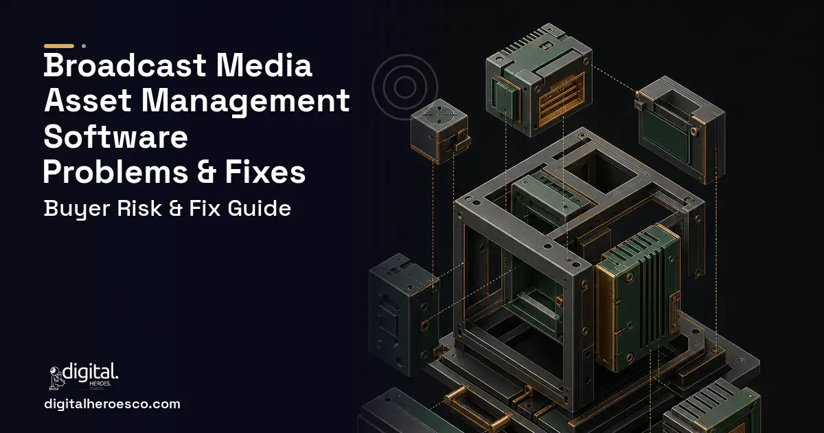 Broadcast Media Asset Management Software software overview illustration showing common problems and fixes.