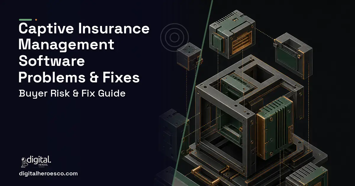 Captive Insurance Management Software software overview illustration showing common problems and fixes.
